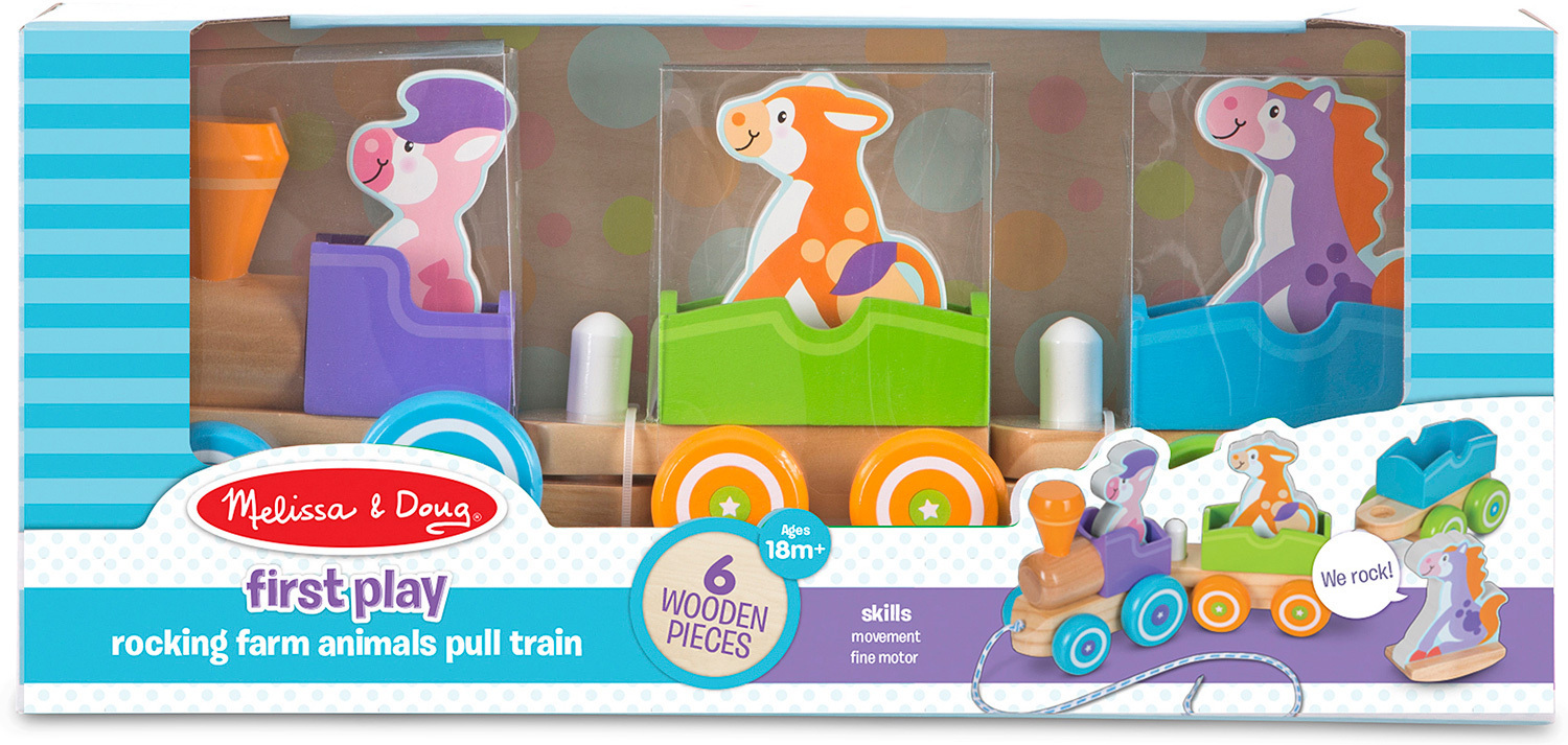 melissa and doug rocking farm animals pull train