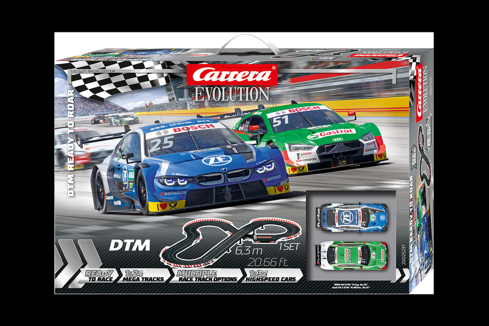 Carrera Evolution DTM Ready to Roar Slot Car Set BMW M4 Audi RS 5 1:32