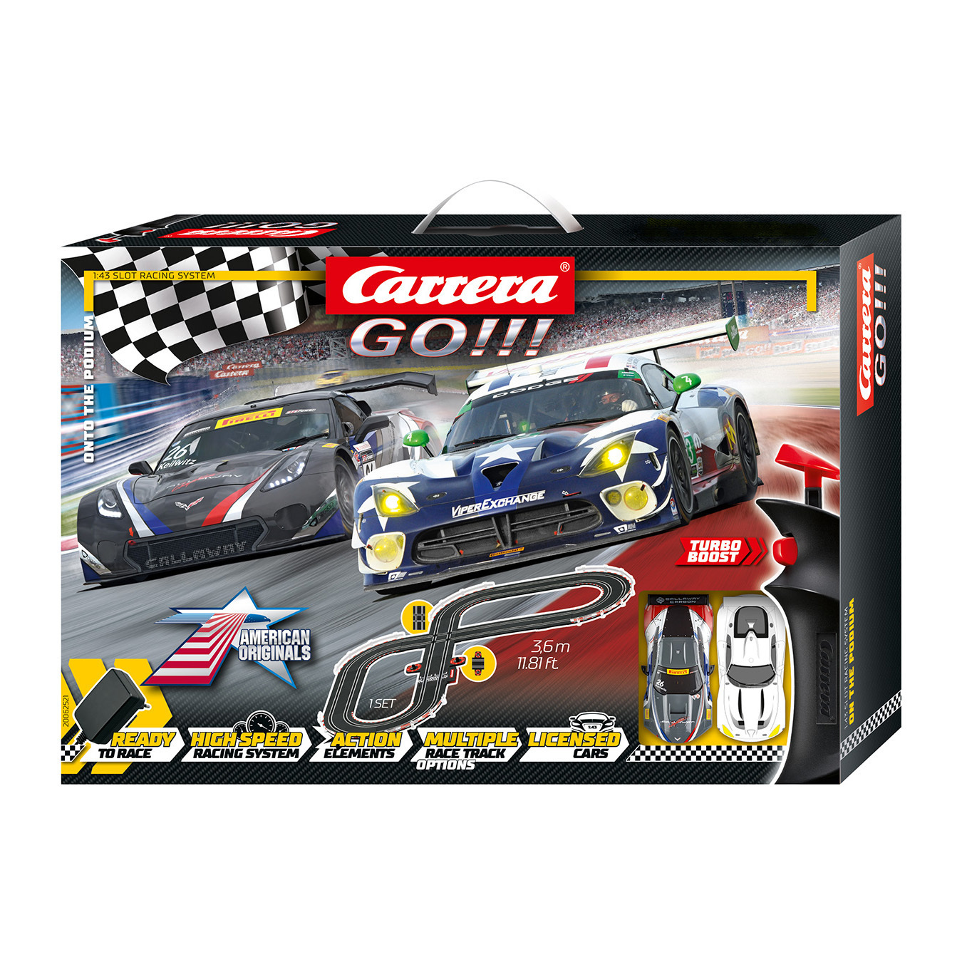 Carrera GO Red Victory 1:43 Scale Slot Car Race Set with Turbo Booster 