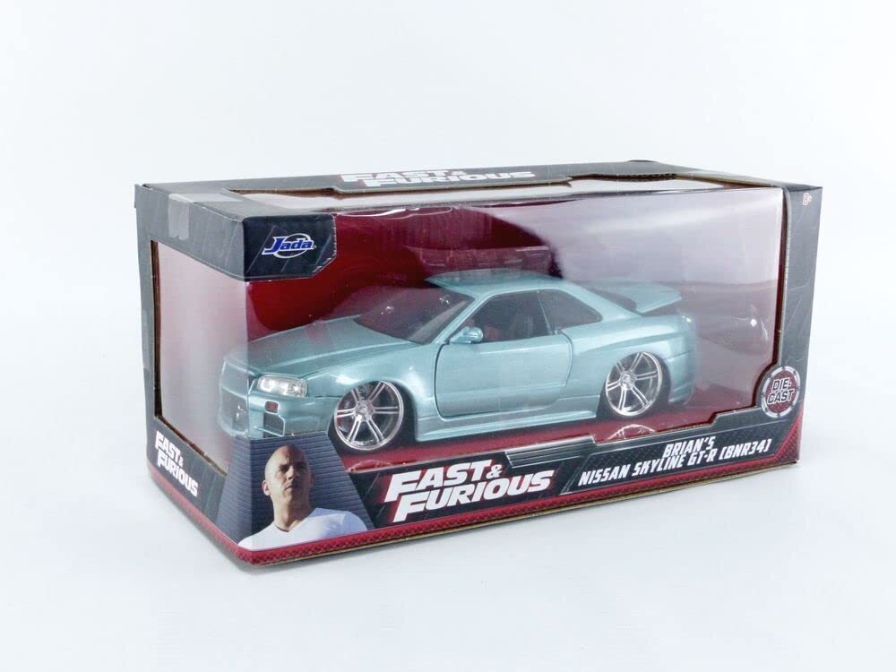 Fast and the Furious 2002 Nissan Skyline GT-R R34 1:24 Scale Die-Cast Metal  Vehicle