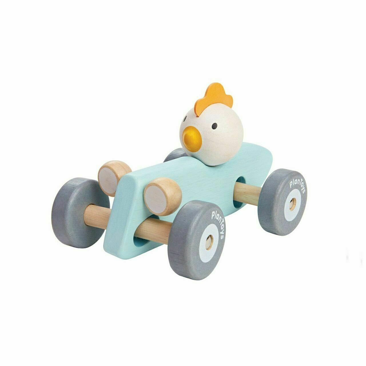 Plan Toys Pastel Chicken Racing Car Wooden Baby Toy - Sustainable Materials