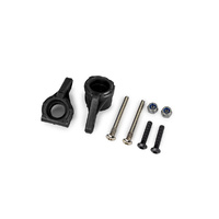 Traxxas Steering blocks, extreme heavy duty, black (left & right)/ 3x26mm hinge pins (2)/ 3x15mm BCS (2) 9137