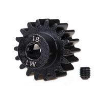 Traxxas Gear, 18-T pinion (machined) (1.0 metric pitch) (fits 5mm shaft)/ set screw (for use only with steel spur gears) 6491R