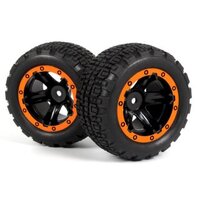 Blackzon Slyder MT Wheels/Tires Assembled (Black/Orange) [540195]