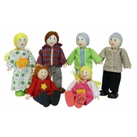 Hape Happy Family Caucasian Wooden Doll Set of 6 3500