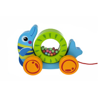 Tooky Toy Pull Along Rolling Dolphin with Beads TKE013