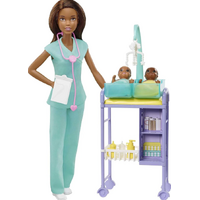 Barbie You Can Be Anything Baby Doctor Brunette Doll and Playset DHB63