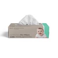 New Beginnings Soft Bamboo Dry Wipes 100 Pack NBDW100