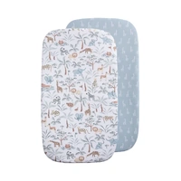 Living Textiles 2pk Bedside Bassinet/Cradle/Co-Sleeper Fitted Sheets - Wild Safari