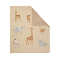 Living Textiles 100% Cotton Knit Jacquard Baby Blanket Wild Safari 75x85cm 4322497