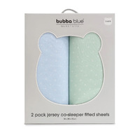 Bubba Blue Confetti 2pk Jersey Co-sleeper Fitted Sheets Blue/Sage 14771