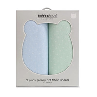 Bubba Blue Confetti 2pk Jersey Cot Fitted Sheets Blue/Sage 14801