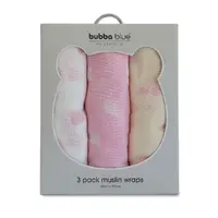 Bubba Blue Nordic Sorbet 3pk Muslin Wraps Strawberry/Cherry 16058