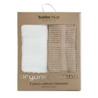 Bubba Blue Organic Cotton 2pk Cellular Blankets Chestnut 16638