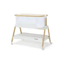 Babyrest Alfie Bedside Bassinet/Sleeper with Mattress & Carry Bag - White with Natural Wood Legs