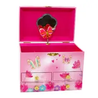 Pink Poppy Fairy Butterfly Friends Medium Musical Jewellery Box