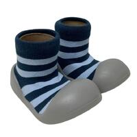 Little Eaton Rubber Soled Socks Navy Stripe