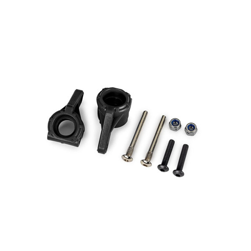 Traxxas Steering blocks, extreme heavy duty, black (left & right)/ 3x26mm hinge pins (2)/ 3x15mm BCS (2) 9137