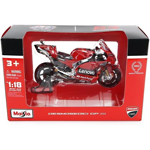 Maisto Motorcycles Moto GP 2022 Ducati Lenovo Team Miller or Bagnaia 1:18 Scale 46236391