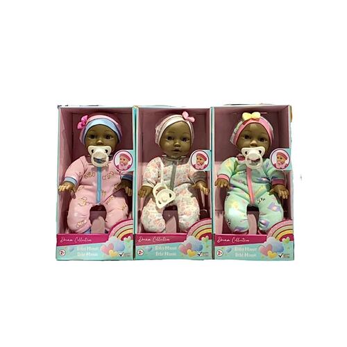 Gigo Dream Collection 12" Dark Skin Baby Maggie Dolls With Pacifiers Assorted 83207