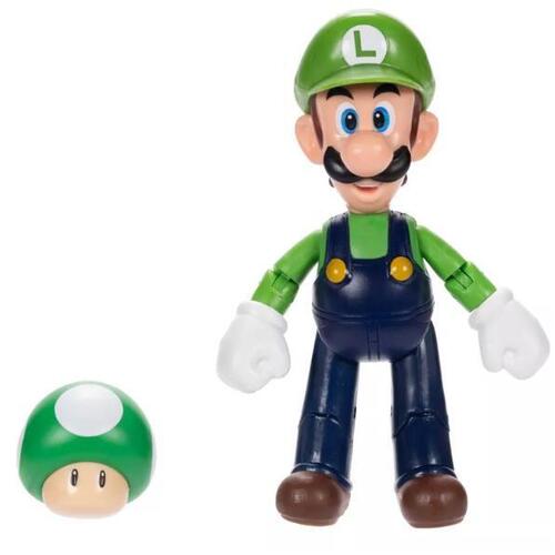 Nintendo Super Mario 4" Figure LUIGI with 1-up Mushroom 68518