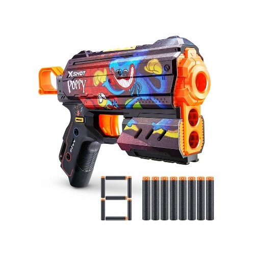 Zuru Xshot Skins Flux - Poppy Playtime Blaster with 8 Darts - Toony