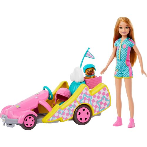 Barbie Stacie Racer Doll With Go-Kart Toy Car, Dog, Accessories, & Sticker Sheet HRM08