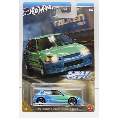 Hot Wheels Themed Automotive '99 Honda Civic Type R (EK9) HW Speed Graphics MATGDG44