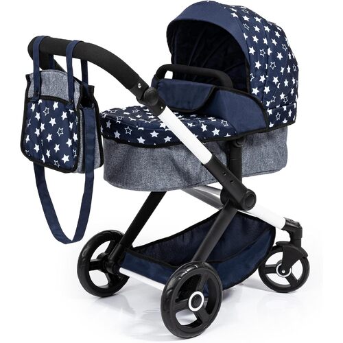 Bayer XEO Compact Dark Blue White Stars Doll Pram 17015