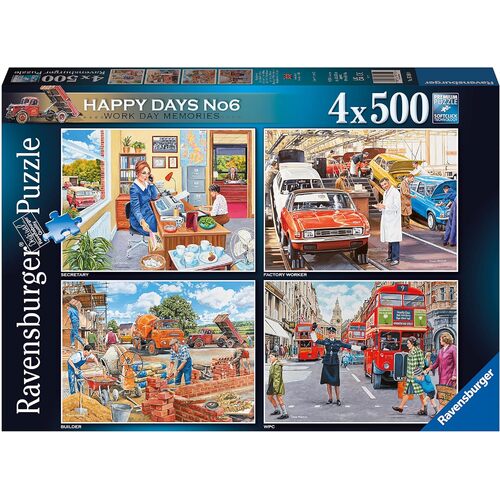 Ravensburger Happy Days No 6, Work Day Memories 4x500pc Puzzle 17490