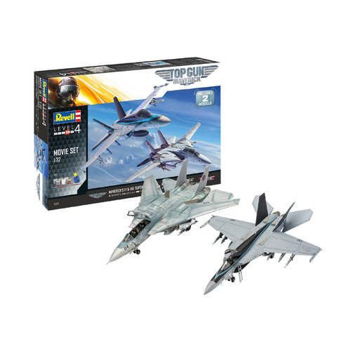 Revell Top Gun Maverick's F/A-18E Super Hornet + F-14D Tomcat 1:72 Scale Model Kit 05677