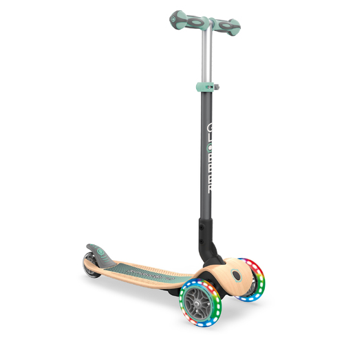 Globber Primo Foldable Wood with Lights Scooter - Mint 436-206