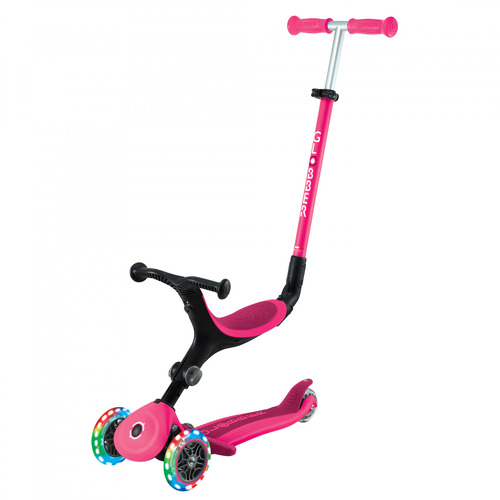 Globber GO UP Active Three Wheel Scooter With Lights [Colour: Fuchsia/Dark Pink] 744-110