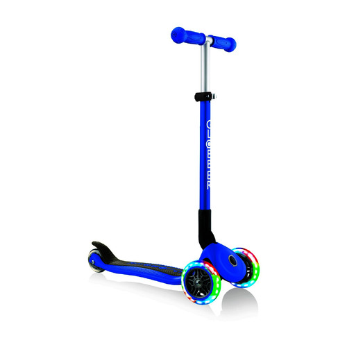 Globber PRIMO Foldable Lights w/Ano TBar Three Wheel Scooter - Navy Blue 432-100-2