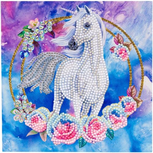 Craft Buddy Crystal Art DIY 18x18cm Card - Unicorn Garland CRB5493790