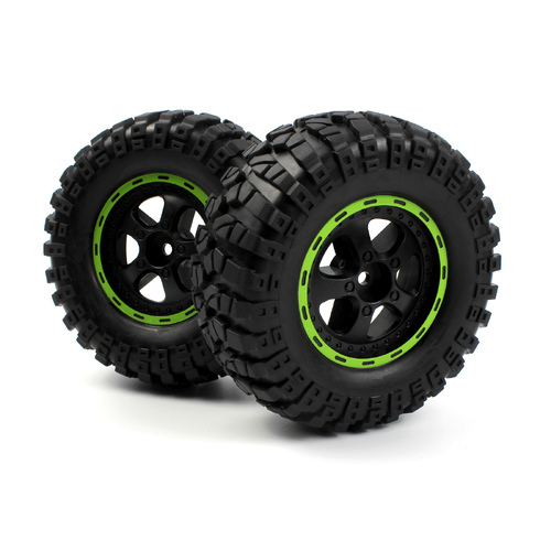 Blackzon Smyter Desert Wheels/Tires Assembled (Black/Green)