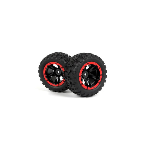 Blackzon Slyder MT Wheels/Tires Assembled (Black/Red) [540194]