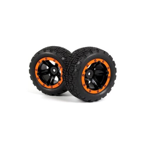 Blackzon Slyder MT Wheels/Tires Assembled (Black/Orange) [540195]