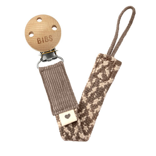 BIBS Pacifier Clip Dark Oak/Vanilla