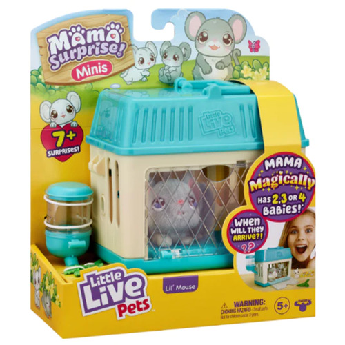 Little Live Pets - Mama Surprise Minis. Feed and Nurture a Lil' Bunny  Inside Their Hutch so she can be a Mama. She has 2, 3, or 4 Babies with