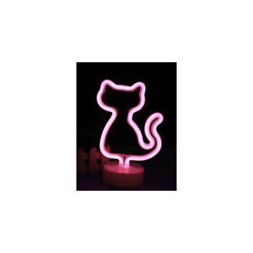 Neon LED Night Light/Lamp Pink Cat