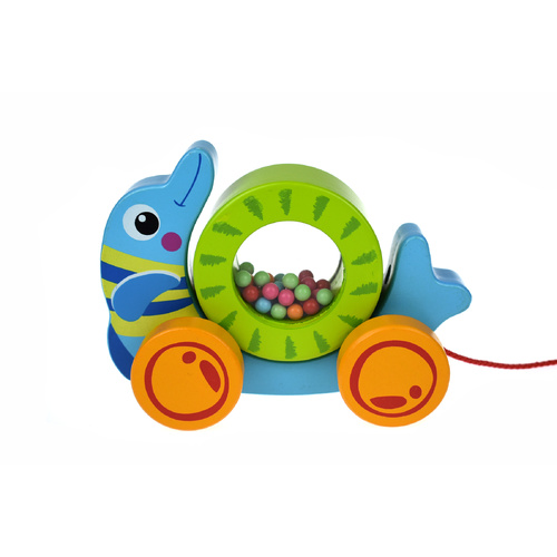 Tooky Toy Pull Along Rolling Dolphin with Beads TKE013