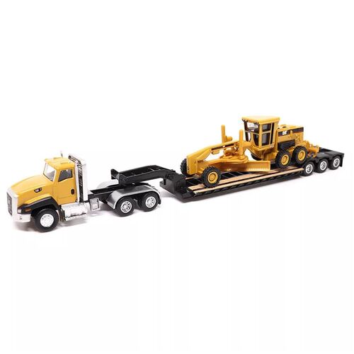 CAT CT660 Day Cab Tractor w/ Lowboy Trailer & 163H Motor Grader 1:87 Scale Diecast 84414