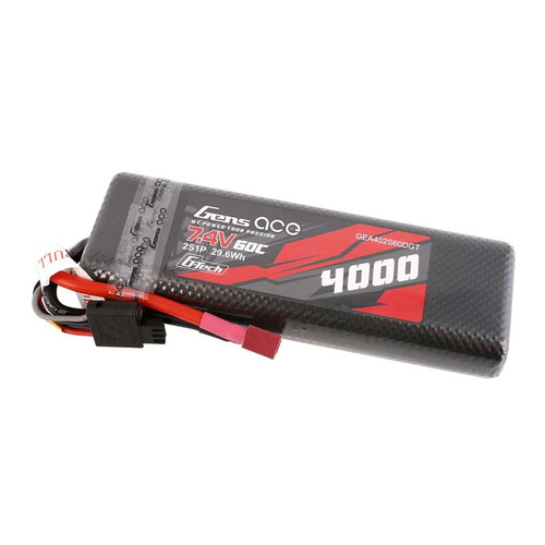 Gens Ace G-Tech 2S 4000mAh 60C 7.4V Oval Hardcase Lipo Battery (Deans) GEA402S60DGT