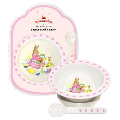 Bunnykins Suction Bowl and Spoon - Sweethearts Pink TTM-49