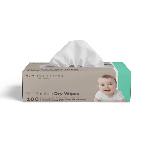 New Beginnings Soft Bamboo Dry Wipes 100 Pack NBDW100