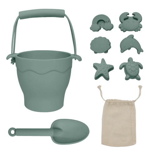 Living Textiles Playground Silicone 8pc Bucket & Spade Set Colour: Sage