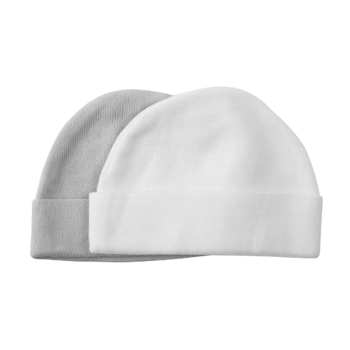 Playette Newborn Bamboo Caps/Beanies 2 Pack Colour: Grey and White