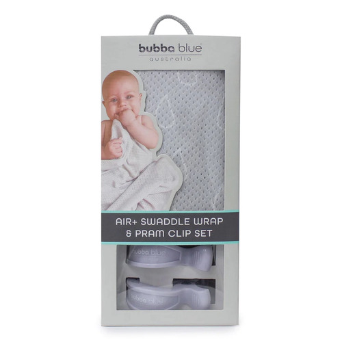 Bubba Blue Air+ Swaddle Wrap & Pram Clip Set Raindrop Grey