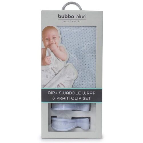 Bubba Blue Air+ Swaddle Wrap & Pram Clip Set Cloud/Dusty Blue B18